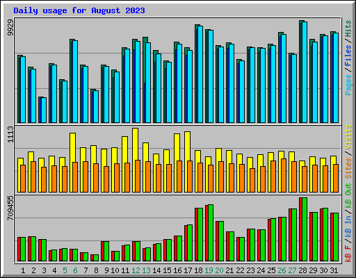 Daily usage for August 2023
