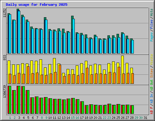 Daily usage for February 2025