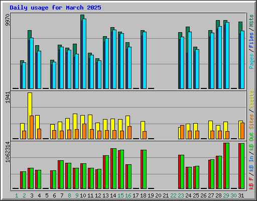 Daily usage for March 2025